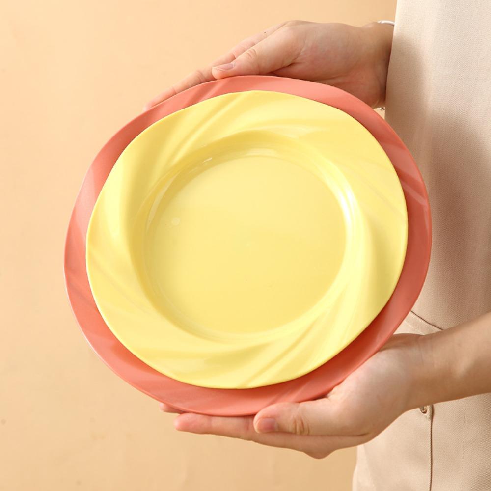 4PCS Decorative Fruit Plate Plastic Dinning Plate Kitchen Tableware Salad Dish  Afternoon Tea