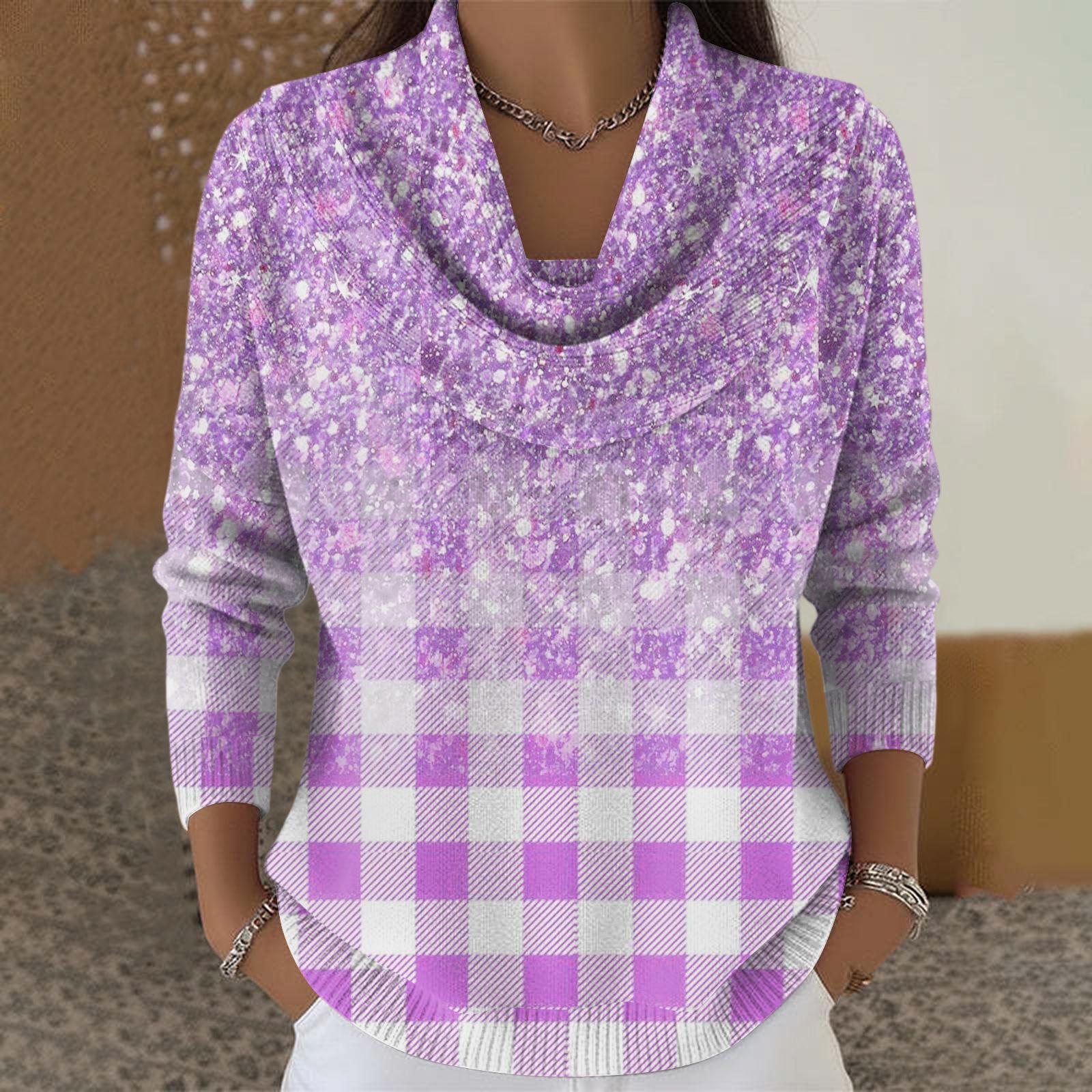 

Жіночий повсякденний та модний светр з круглим вирізом та довгими рукавами з принтом M