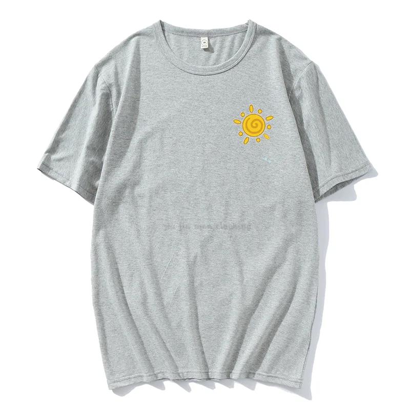 

Футболки с рисунком солнца для мужчин и женщин Happy Every Day Sunshine Summer Harajuku с коротким рукавом Футболки Simple Inside Good Mood Gifts XXXXXL серый