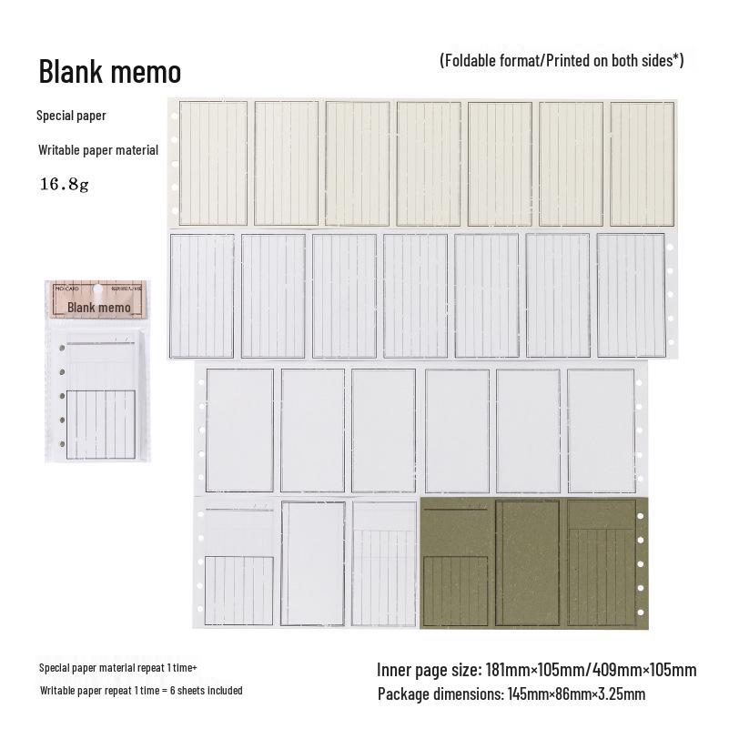 Momo Retro Foldable Sticky Notes Set - Mixed Material, 6 Sheets, Life Archive Series