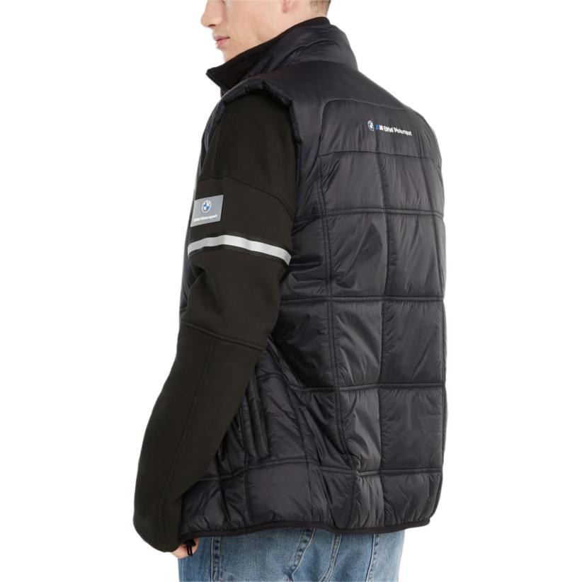 Puma Solid Color Logo Print Zip Stand Collar Vest Men Vests Black 531171-01