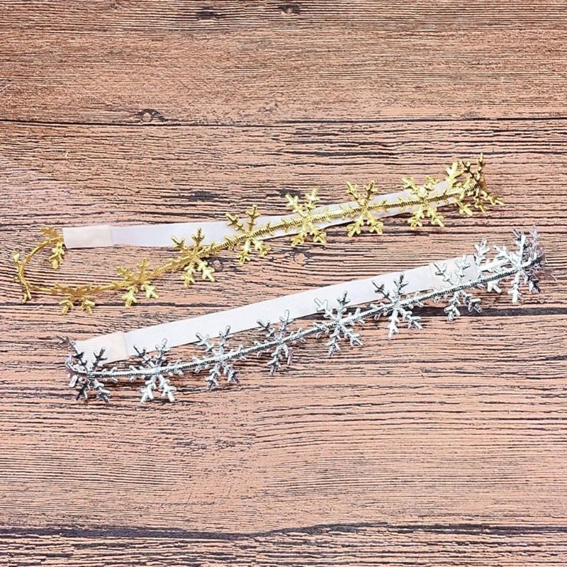 Cute Christmas Headbands with Snowflakes Pattern Trendy Elastic Headdress Lovely Hair Accessories for Baby Girls Gift