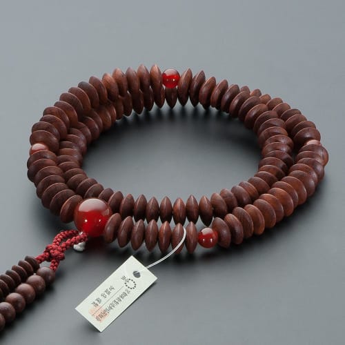 Buddhist Altar Shop Takita Shoten Buddhist Prayer Beads, Tendai Sect Formal Prayer Beads [Women's] Rosewood (Matte) with Agate Finish, 8 inches, Silk