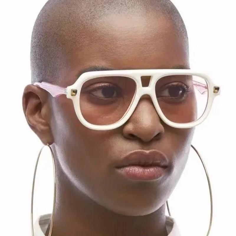 Popular Vintage Brand Designer Double Bridge Pilot Sunglasses Women For Men Sun Glasses Punk Luxury Big Frame Shades UV400