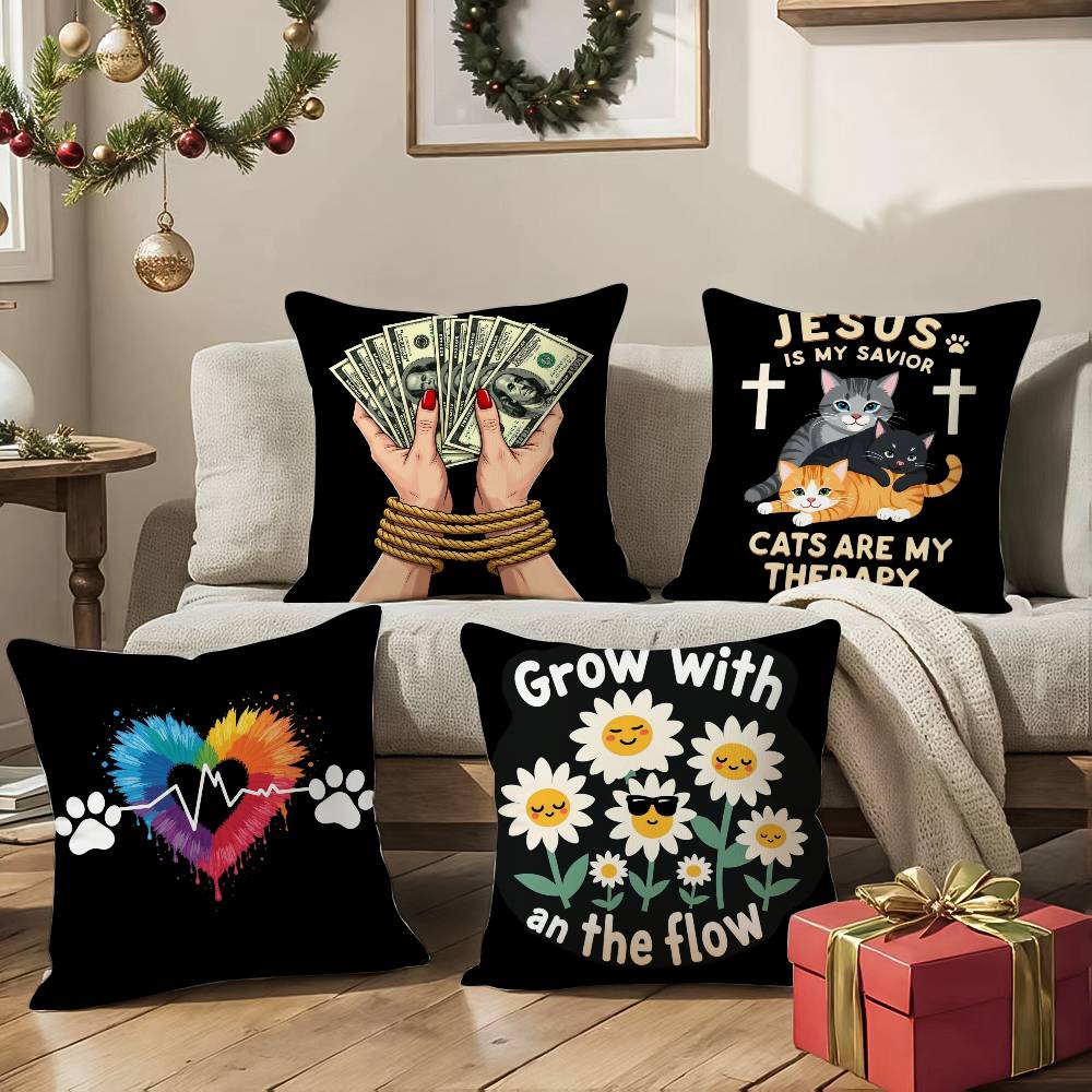 Street Style To Nordic Minimalism Pillow Case Anti-dustmite Pillowcase Invisible Zipper Silky Sofa Cushion Cover