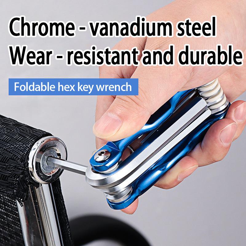 Portable 8 in 1 Folding Hex Wrench Multifunctional Hand Tool Hex Key Allen Wrench Set - High Quality Hand Tool for Daily Repair