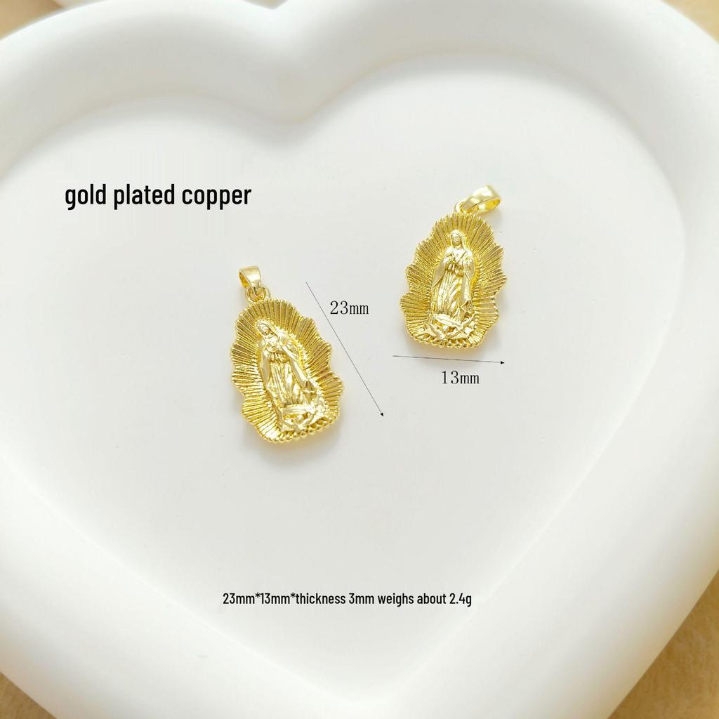 Gold-Plated Virgin Mary Pendant Necklace - Handmade Heart Design