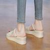 2025 Summer New Large Size Thick-soled Wedge Slippers Women's Fashion One-word High Heels Two Sandals