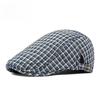 Unisex Plaid Flat Cap Japanese Retro Lightweight Breathable Ivy Cap British Style Gatsby Cabbie Hat Spring Summer Adjustable