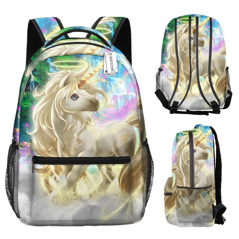 Classic Kpop Youthful School Bags Unisex Cool Unicorn Travel Bags 3D Print Oxford Waterproof Notebook Shoulder Backpacks