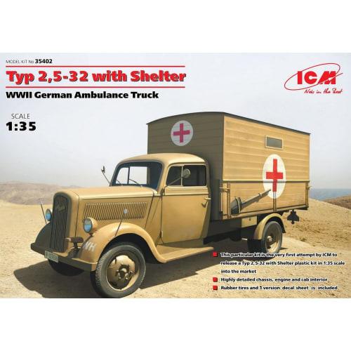 ICM 1/35 Scale German Opel Ambulance 2 5-32 Plastic Model