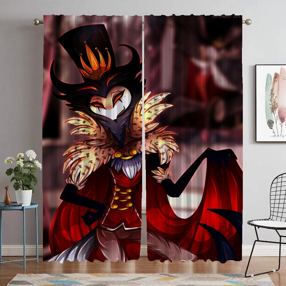 Helluva Boss Modern Living Room Curtains for Camera Home Interior Curtains 2 Pieces Partition Halloween Decoration Shades Child