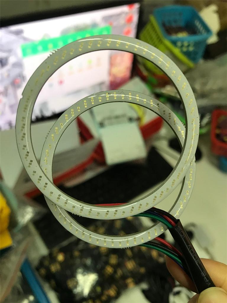 2Pcs 60mm RGB Car Motorcycle Angel Eyes Headlight Halo Rings Decorative Lights
