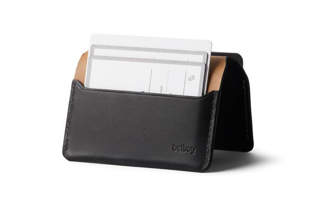Bellroy Under Cover Thin Leather Card Case, Mini Wallet with Smooth Access to Cards and Folded Bills - Black