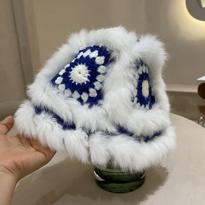 

Rabbit Hair Fisherman Hat Women Adult Tiger Head Hat Autumn and Winter Cute Plush Knitted Hat Tibetan Lion Hat Tiger Basin Hat M（56-58cm）