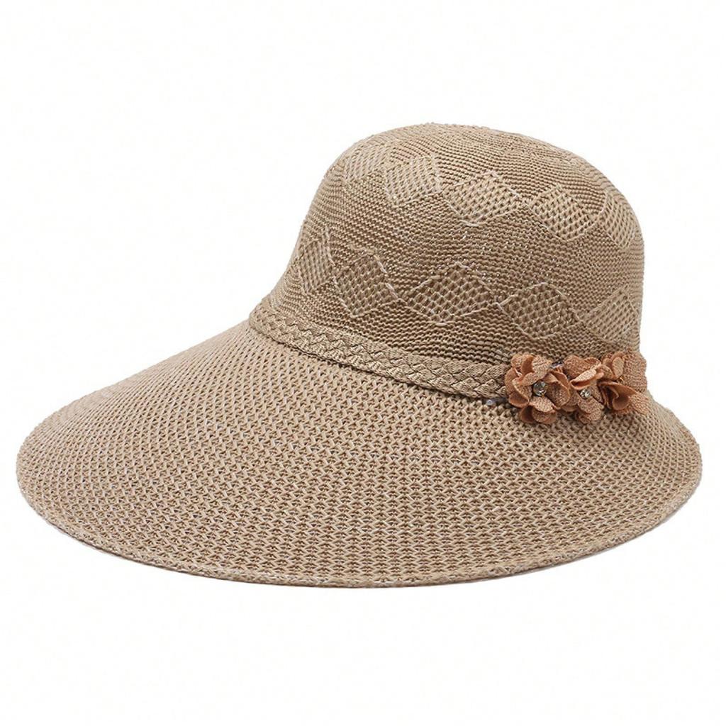Women's Summer Wide-Brimmed Sunshade Straw Hat For Spring And Summer Outdoor Sun Protection Beach Trip Floral Cool Hat