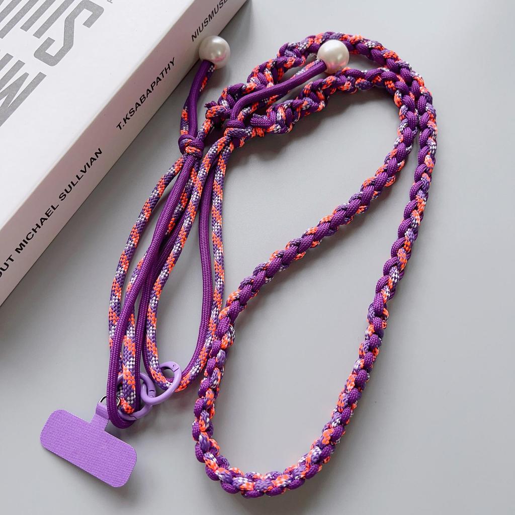 Cordelette tressée colorée réglable à quatre brins pour crossbody et porte-clés pour téléphone portable de filles