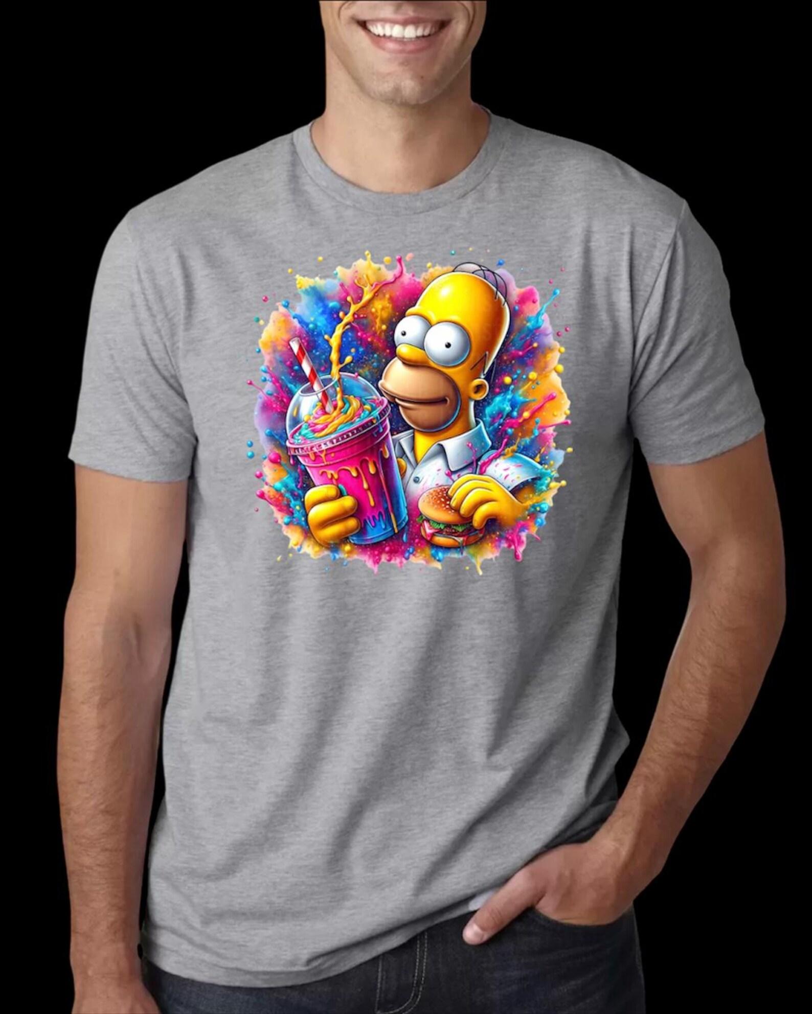 Funny Donut Lover Cartoon Dad Parody Graphic T shirt Color Splash Tee L