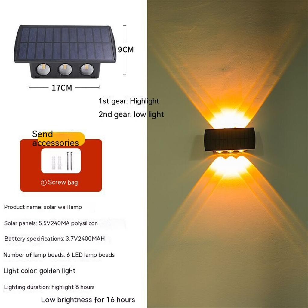 Solar Wall Lamp 5 5V240MA Solar Panel 3000-3200k IP65 Waterproof 2 Adjustable