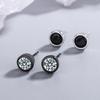Real 925 Sterling Silver Zircon Round Crystal Stud Earrings For Women Elegant Wedding Party Jewelry Pendientes Luxury Gift
