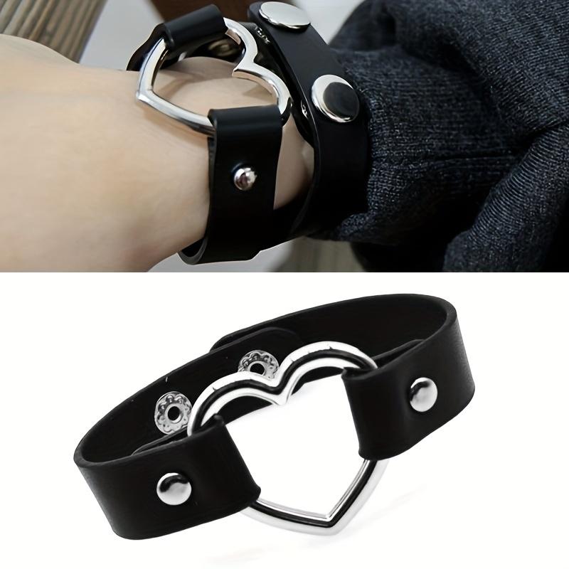 Punk Gothic Style PU Leather Faux Jewelry Collar Bracelet Bangle Bracelet,Male Female Lover Necklace Holiday Party Costume