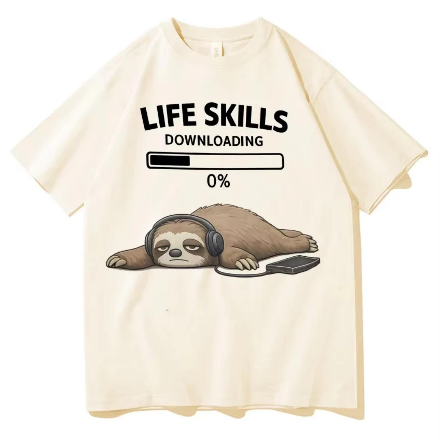 

Funny Lazy Sloth Downloading Meme T-shirts Mens Women Trendy Short Sleeve T-shirt High Quality Cotton Oversized T Shirts Unisex S чёрный