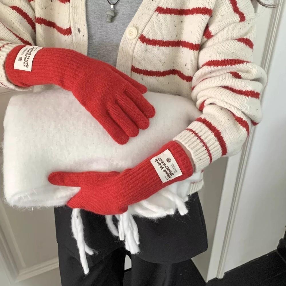 One Size Open Tip Touch Screen Gloves Long Solid Color Five Finger Gloves  Cycling Gloves