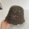 Japanese Solid Color Knitted Hollow Fisherman'S Hat Children Spring And Summer Breathable Sunshade Sunscreen Hat Basin Hat