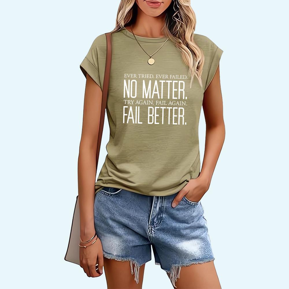 Damen Mode Buchstaben-Print T-Shirt Frühling&Sommer Lässig Kurzarm Top Damen Rundhals T-Shirt
