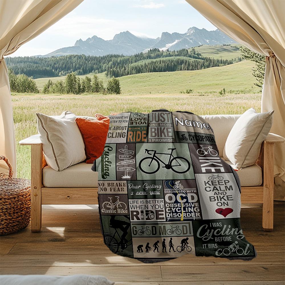 Cycling Passion Joy And Freedom Personalized Outdoor Blanket Customize Text Durable Comfort For Picnics Outdoor Travel And Camping Sofa Office