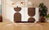 Chest of Drawers with 6 Drawers & Curved Design In White, Chocolate-Colored Wood Strips, Sliding Drawers & Anti-Tip Protection, 121x71x41 Cm (W/H/D)