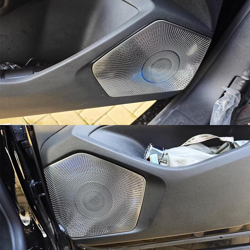 For Peugeot 408   2024 2025 Car door audio panel protective cover and horn cover made of stainless steel material