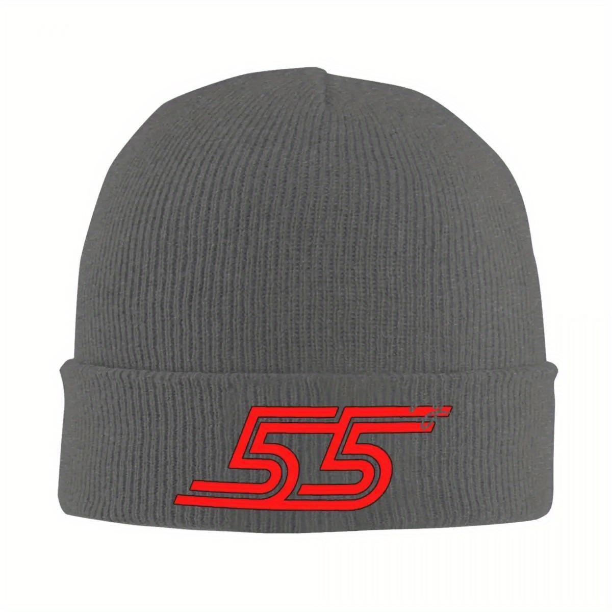 

Carlos Sainz Jr F1 Signature Graphic Dark Warm Knitted Cap Fashion Bonnet Hat Autumn Winter Outdoor Beanies Hats for Unisex