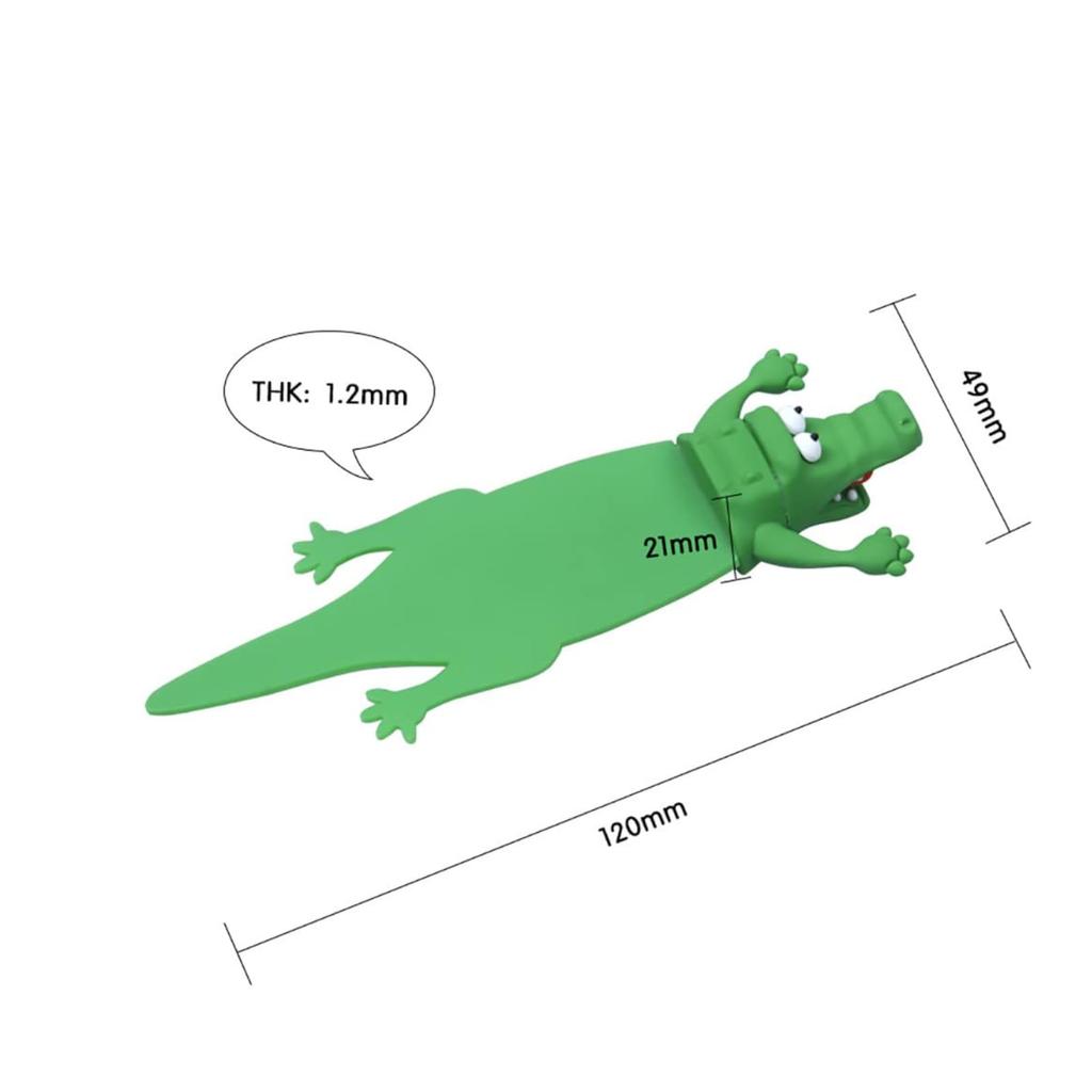 AQUALOACH Flat Crocodile 3D Perfect for Reading Bookmark, Design,