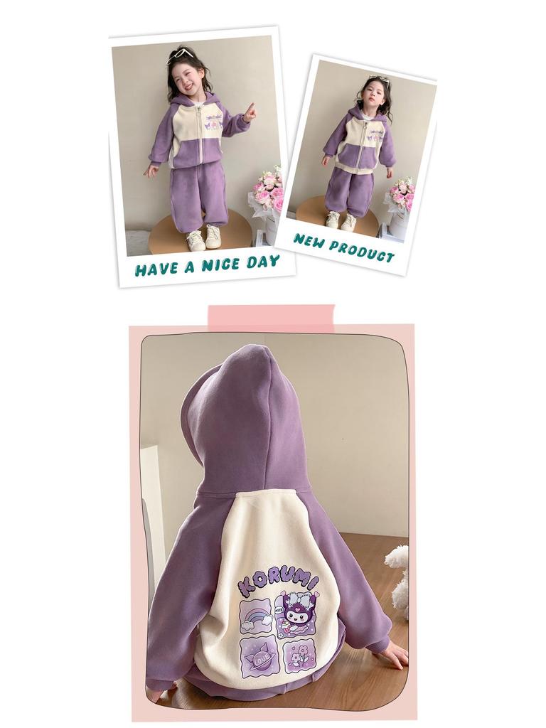 Girls' Plush Coral Fleece Two-Piece Set - Autumn/Winter 2025 Collection