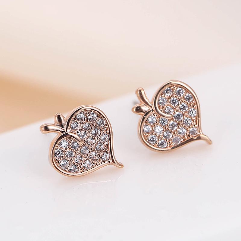 Heart-Shaped White Crystal Rhinestone Dangle Earrings for Girls