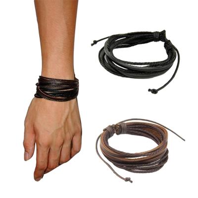 Unisex Multi-layer Faux Leather Braided Rope Bracelet Bangle Wrist Gift