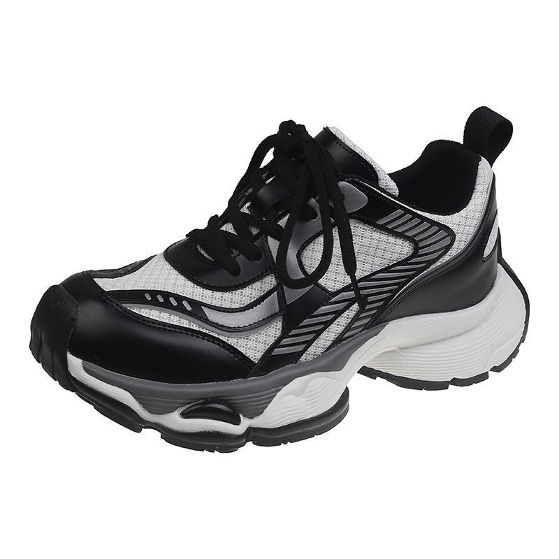 

Platform muffin little white shoes women s summer 2025 new fashion versatile outer wear sports and leisure lace-up dad shoes 40 чёрный