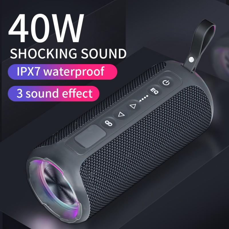 Cyberris S7 40 W Hochleistungs-Desktop-Stereo-Woofer, tragbar, kabelloser Subwoofer, unterstützt TF-Karte/AUX, TWS-Verbindung, IPX7 wasserdicht