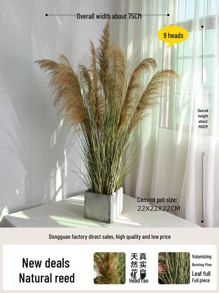 Natural Reed Faux Flowers & Potted Greenery for Home Decor