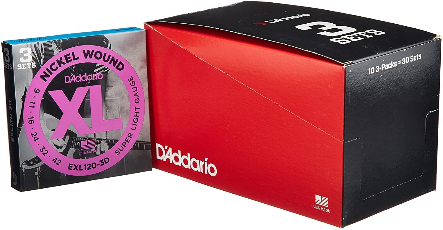 

Electric Guitar Strings Nickel SuperLight 3set Pack x 10 Sets D Addario .009-.042 EXL120-3D []