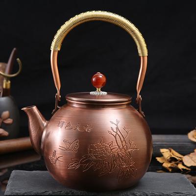 Vintage Handmade Purple Copper Teapot Creative Carving Boiling Kettle Large Capacity Boiling Tea Kettle