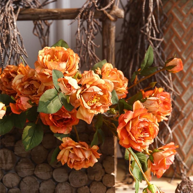 Autumn Color Peony Flower Elegant Peony Simulation Flower Artificial for Table Setting & VisualFocus in Dining Area