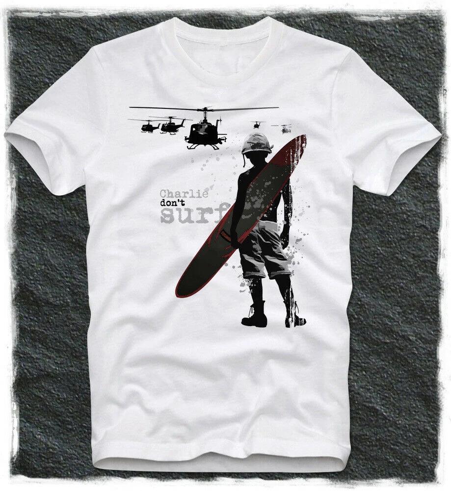 Charlie Non Fare Surf Apocalypse Now Guerra del Vietnam Soldato dell'Esercito T-shirt 100% Cotone Girocollo Estiva Manica Corta Casual T-shirt da Uomo