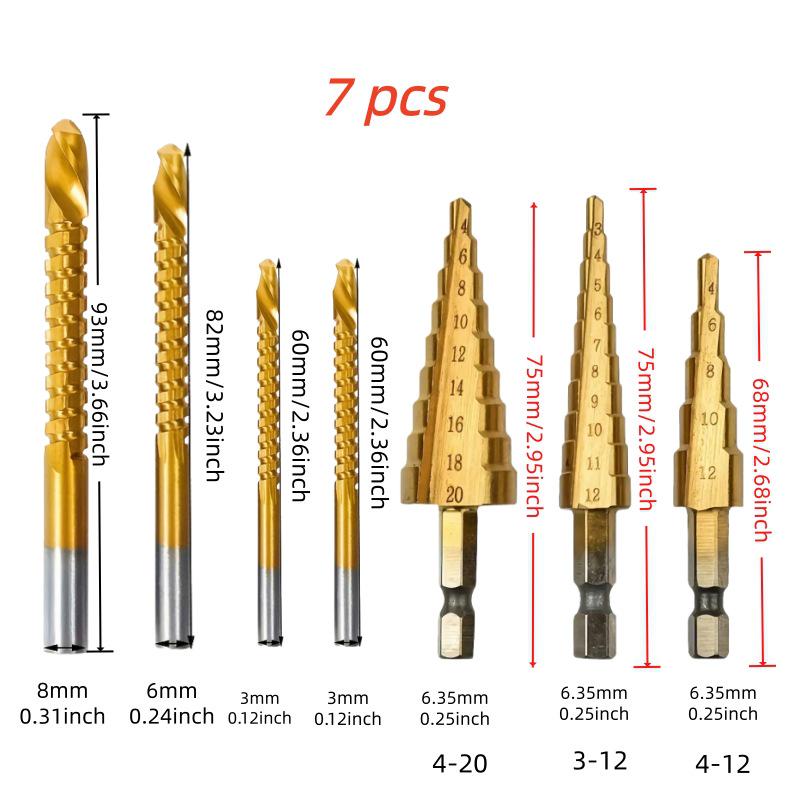 6PC Serrated Titanium Step Drill Set - Rustproof, Multifunctional Woodworking Hole Opener