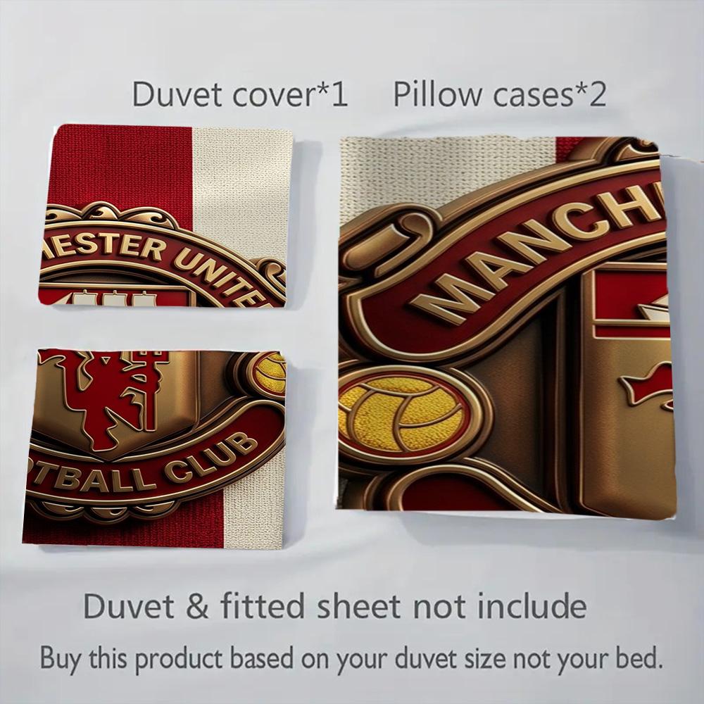 Manchester Glory Bedding (1 * duvet cover + 2 * pillowcase, without core) 2D Flat Duvet cover and pillowcase Soft and comfortable Bedding set