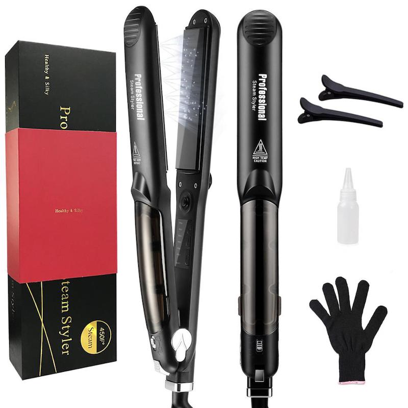 Steam hair straightener, hydrating spray, hair care, curling and straightening dual-purpose portable hair straightener