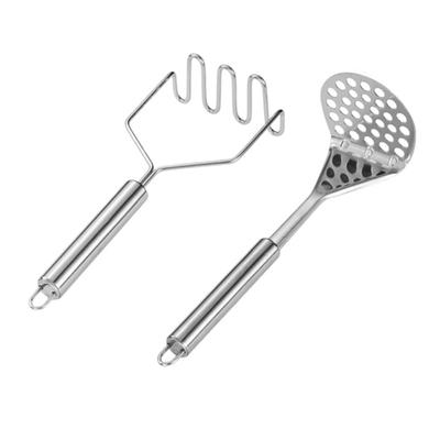 1/2 Pcs Stainless Steel Potato Masher Heavy Duty Integrated Food Mud Press Masher Sturdy Grips Durable Pusher Fruit Tools