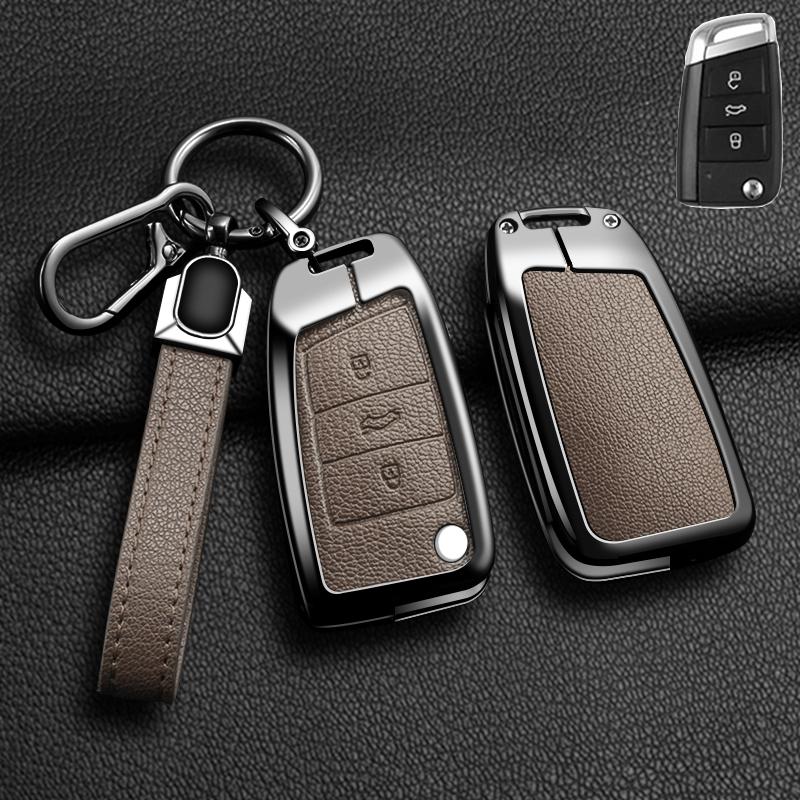 Zinc Alloy Leather Car Key Case For Volkswagen Tiguan Golf 7 Mk7 Mk2 For Seat Ateca Leon Fr 2 Ibizas Koda Octavia Kodiaq