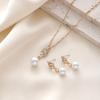 Simple faux pearl pendant necklace and earrings inlaid with rhinestones, creative spiral-shaped bridal accessories to match wedding dresses, suitable